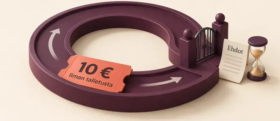 10e ilmaista pelirahaa ilman talletusta – näin bonus toimii